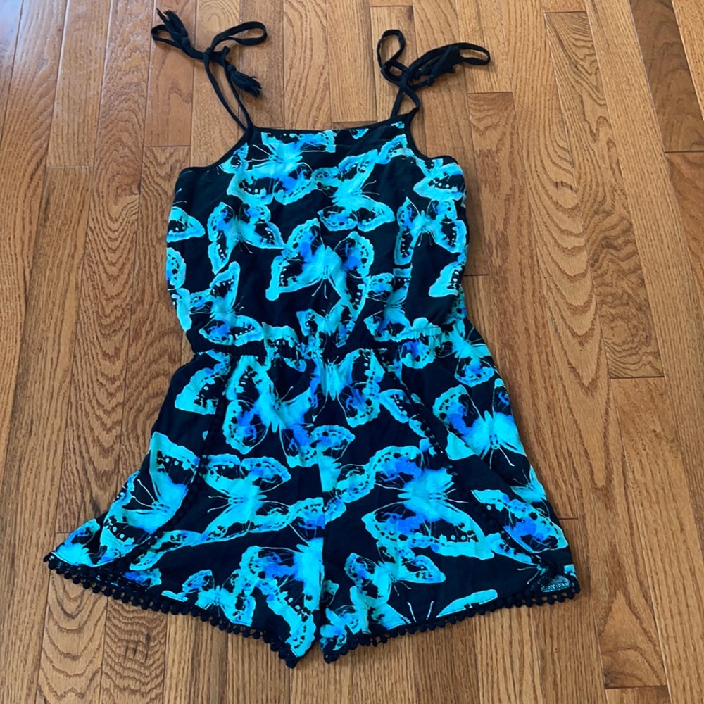 Justice blue butterflies romper